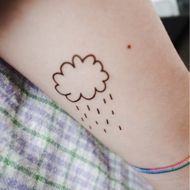 *tattoo* 下雨了，給灰色人的線條組合 1組5個 - 貼紙 - 紙 黑色