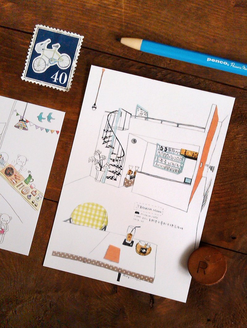 Tokyo small place postcard/coffee shop - Cards & Postcards - Paper White