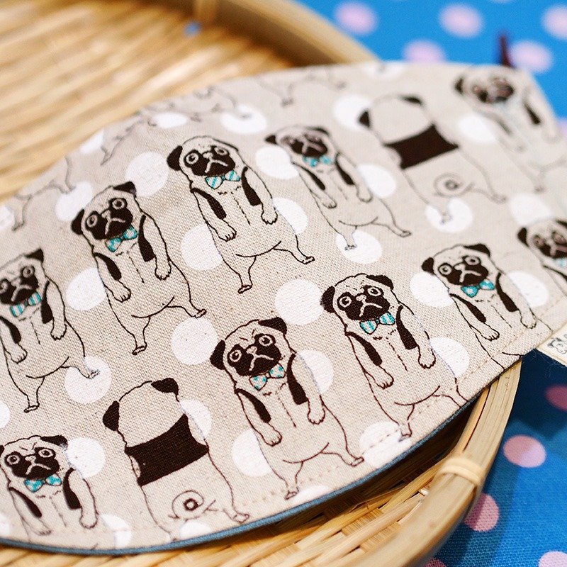 Calf village Calf Village comfort cotton hand-made masks Away air pollution pet pug dog {Ba Age の sportsman limited edition outfit} - หน้ากาก - ผ้าฝ้าย/ผ้าลินิน ขาว