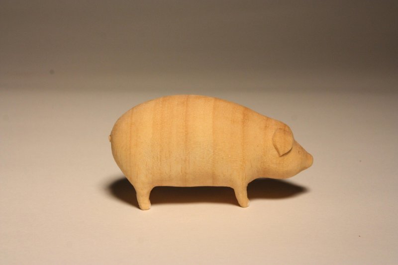 療愈系木雕小動物_豬豬 pig (原木手工雕刻)