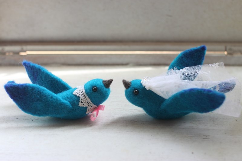 結婚青鳥 結婚送禮最佳選擇 訂做款 - 玩偶/公仔 - 羊毛 藍色