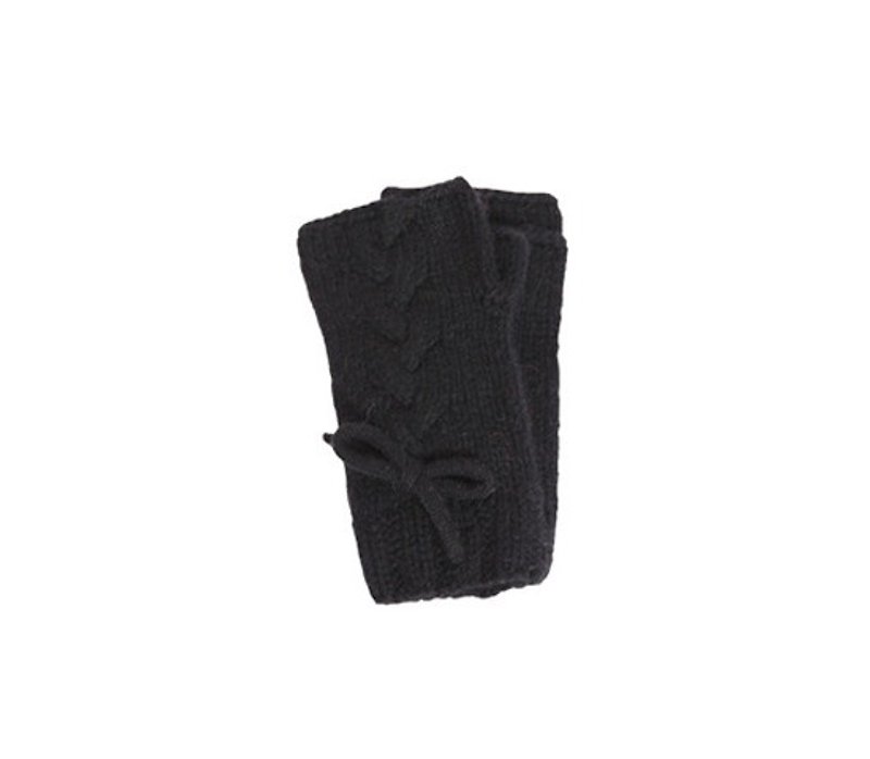 Black Virgin Wool Fingerless - ถุงมือ - วัสดุอื่นๆ สีดำ
