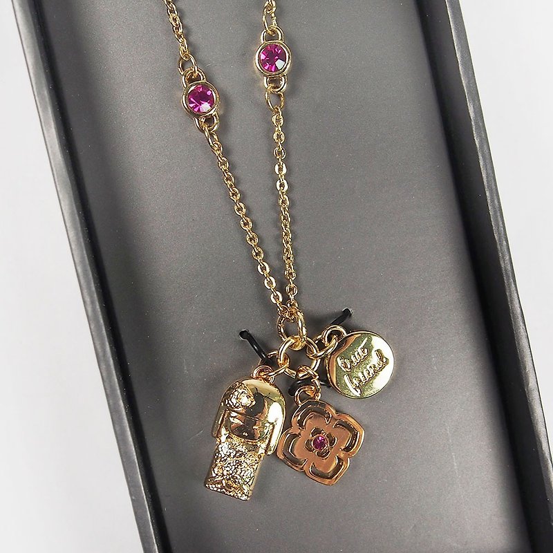 Swarovski crystal necklace-Tomona sincere friendship [Kimmidoll necklace] - สร้อยคอ - โลหะ สีทอง