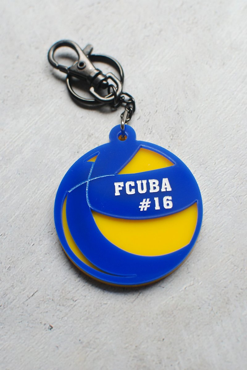 Customized volleyball key ring / engraved name / anniversary / graduation gift - Keychains - Plastic Blue