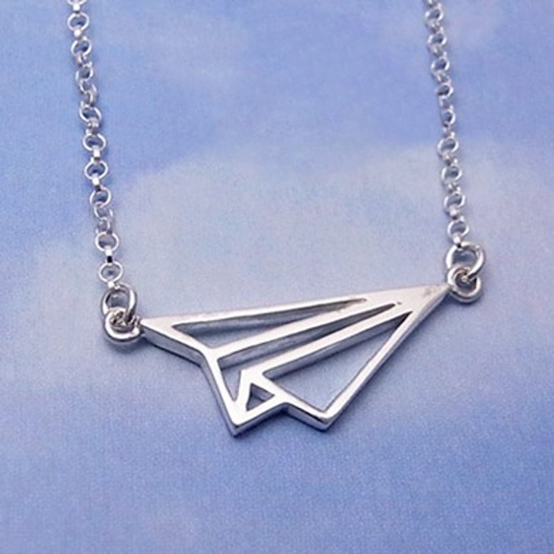 Paper Plane Silver Necklace - สร้อยคอ - โลหะ 