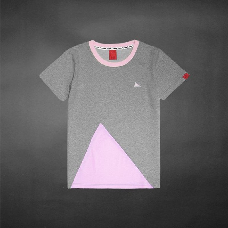 Irregular Triangle Colorful Patch Tee - Pink - S Sold Out - เสื้อยืดผู้หญิง - วัสดุอื่นๆ สึชมพู