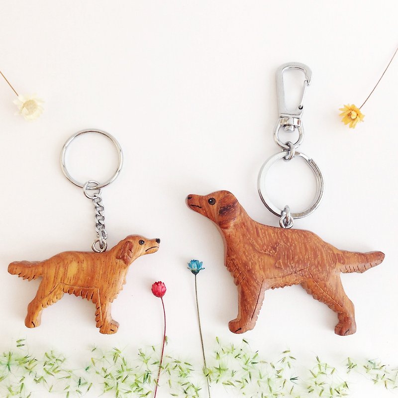 Wooden hand made dog key chain - Keychains - Wood Brown