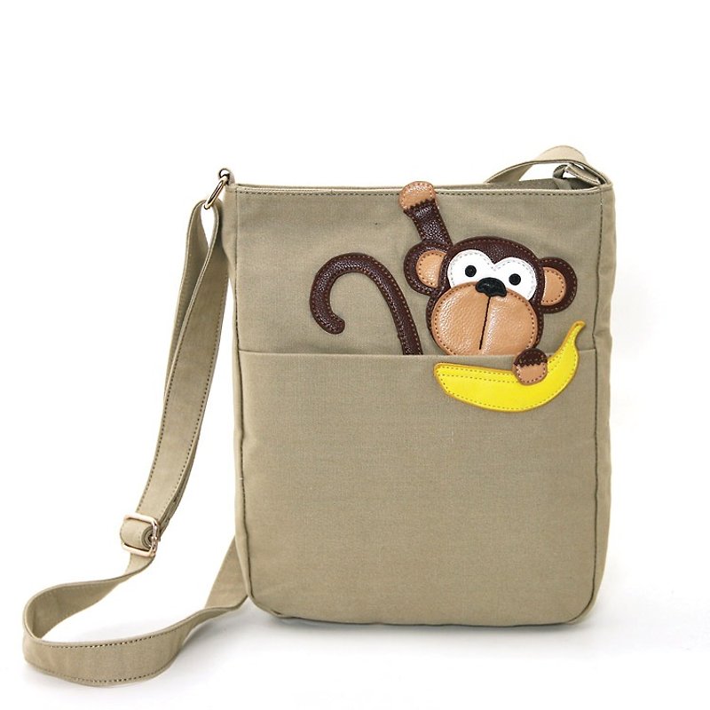Sleepyville Critters酷樂村 美國設計-超萌可愛小猴子童趣造型動物肩包84567CN - 側背包/斜孭袋 - 其他材質 咖啡色