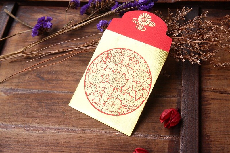 赤い封筒バッグ/小さなスタイル/豊かな花が咲く-3枚 - ご祝儀袋・ポチ袋 - 紙 レッド