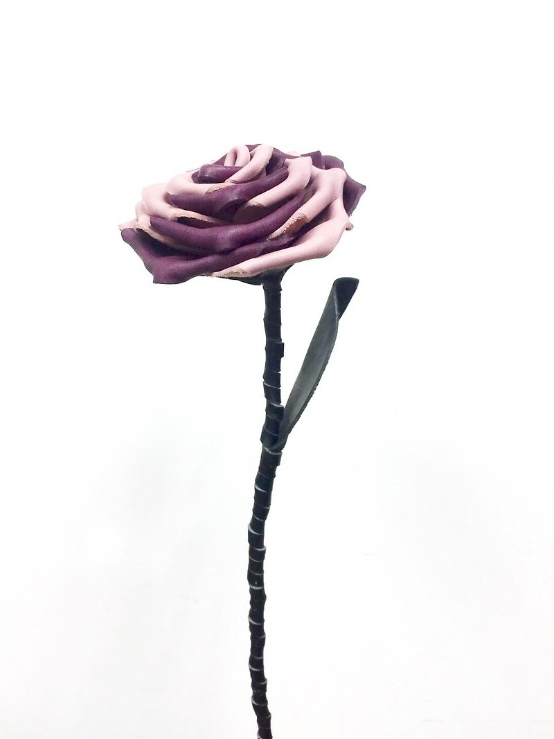 皮革紫粉紅間色玫瑰花 - 其他 - 真皮 多色
