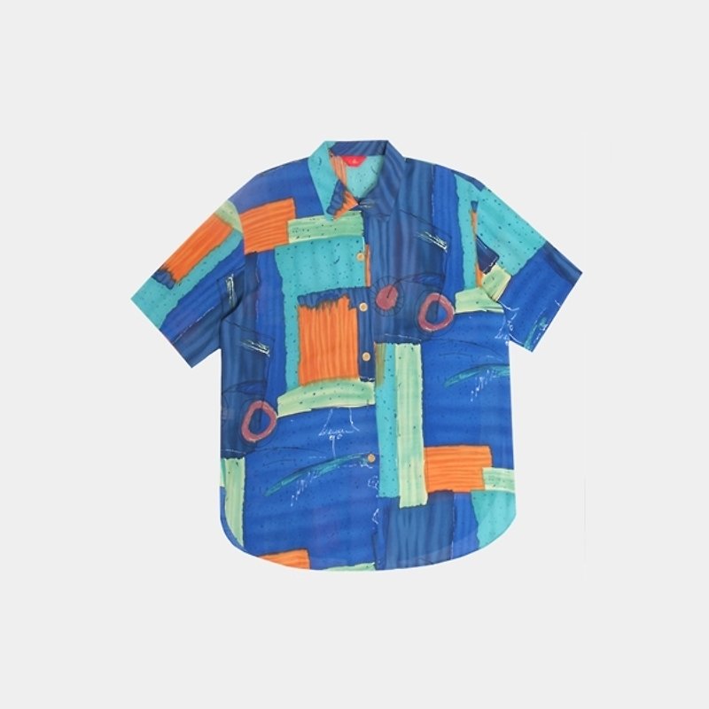│moderato│ colorful tropical sea vintage shirt │ gift forest retro. Girlfriend and unique. Art - เสื้อเชิ้ตผู้หญิง - วัสดุอื่นๆ หลากหลายสี