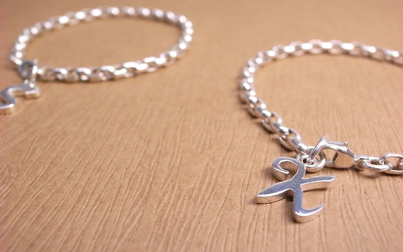 "Ermao Silver" English words made silver bracelets - Bracelets - Other Metals 
