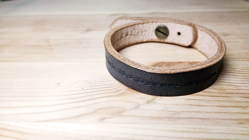 [Customized] motto leather bracelet - dreams articles - Bracelets - Genuine Leather Gray