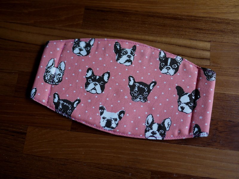 [Katie. C Katie. heart. Feel life] hand-made masks = * Japan imported fabric little Bulldog - Face Masks - Other Materials Pink