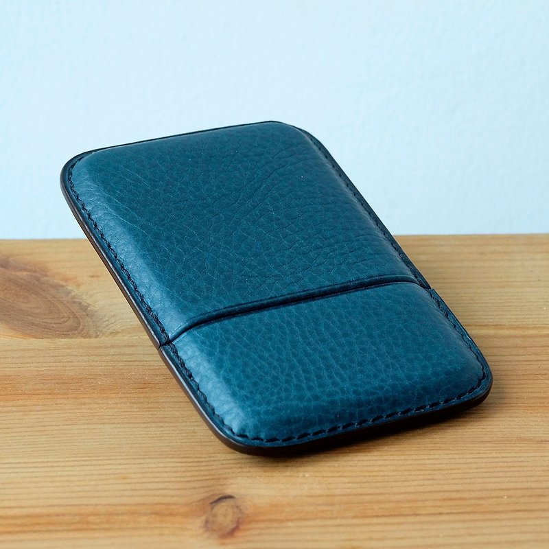 isni  elegant card case / business card case / handmade leather - ที่เก็บนามบัตร - หนังแท้ สีน้ำเงิน