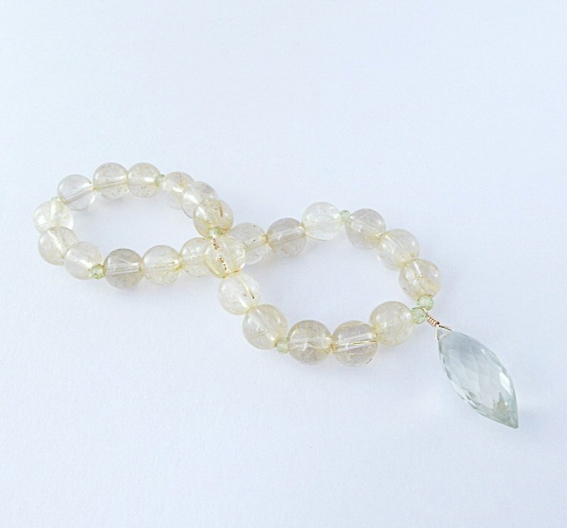 | Touch of moonlight | titanium spar green crystal bracelet full version - Bracelets - Gemstone Yellow