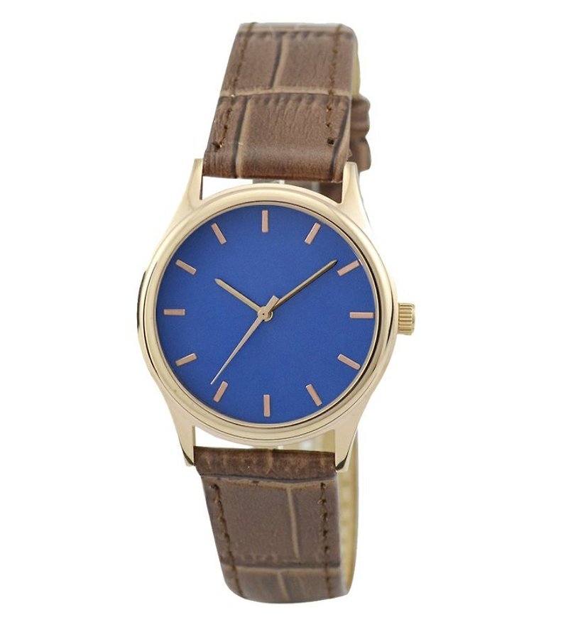 LADIES rose gold watch (blue face with rose gold bullion nails) - นาฬิกาผู้หญิง - โลหะ สีน้ำเงิน