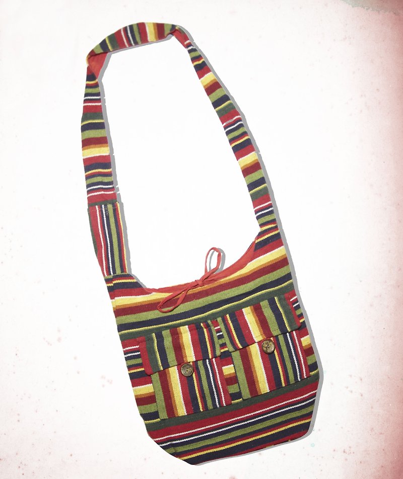 The new national wind messenger bag hand - (! Remaining one oh) Magic Colorful stripes - กระเป๋าแมสเซนเจอร์ - ผ้าฝ้าย/ผ้าลินิน หลากหลายสี