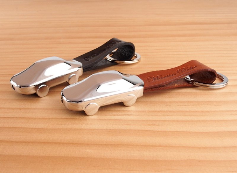 LED Key Chain Car - Keychains - Genuine Leather Brown