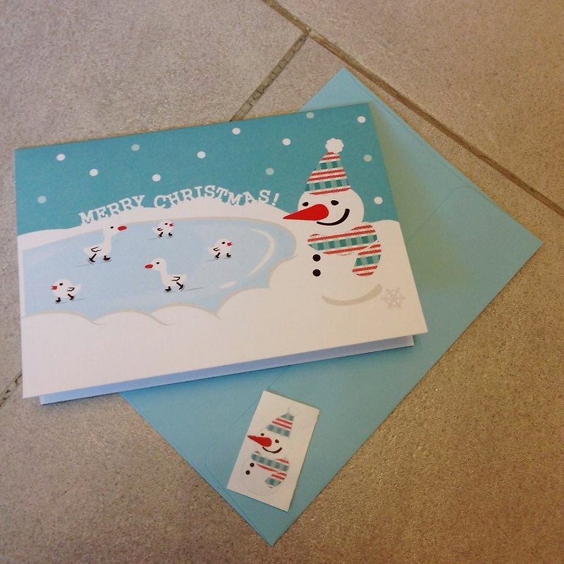 Snowman Christmas card envelopes and even seal sticker - การ์ด/โปสการ์ด - กระดาษ 