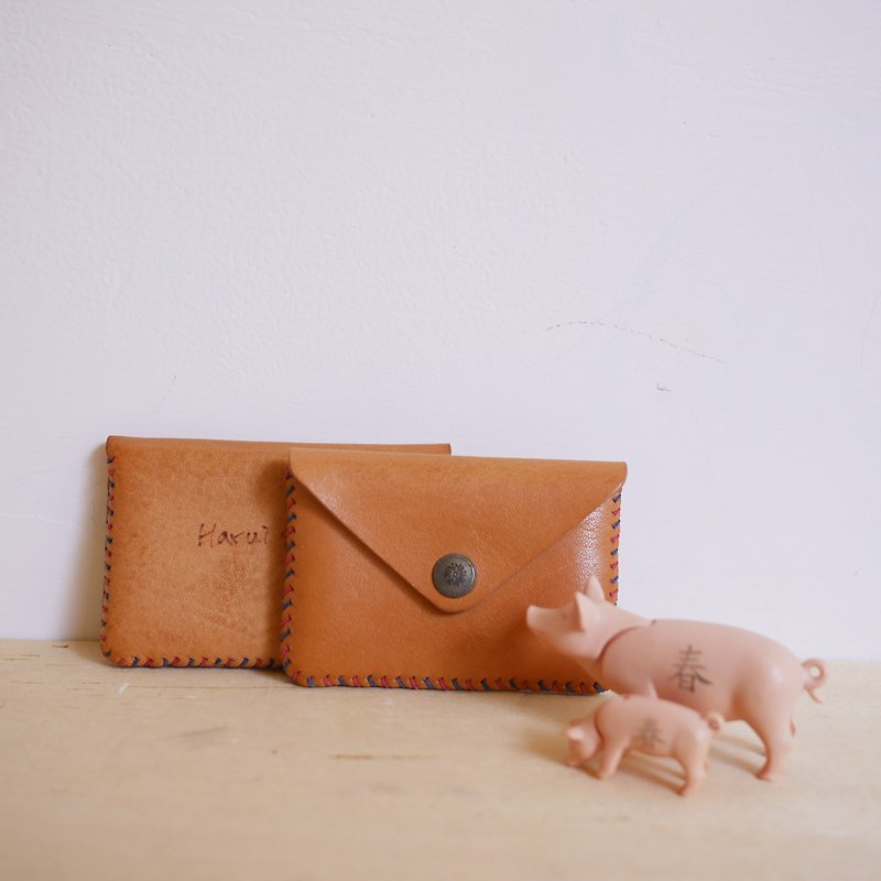 Spring pig registered business card bag - Card Holders & Cases - Genuine Leather Khaki