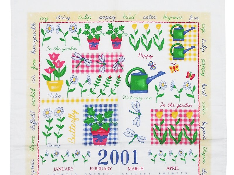 2001 美國早期布面月曆 Garden work - 壁貼/牆壁裝飾 - 其他材質 藍色