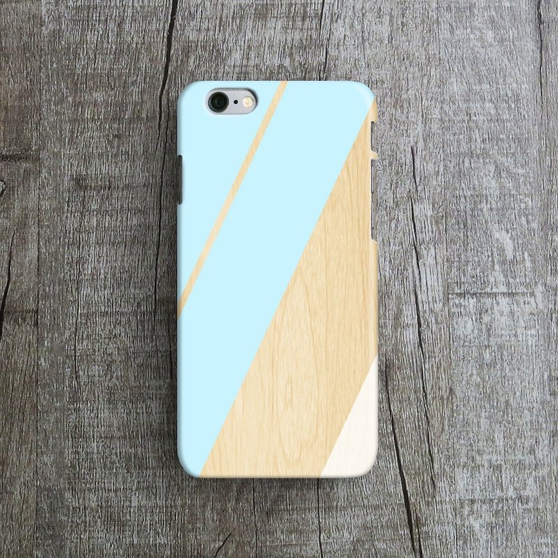 Blue Stripes, Wood - Designer iPhone Case. Pattern iPhone Case. One Little Forest - เคส/ซองมือถือ - พลาสติก ขาว