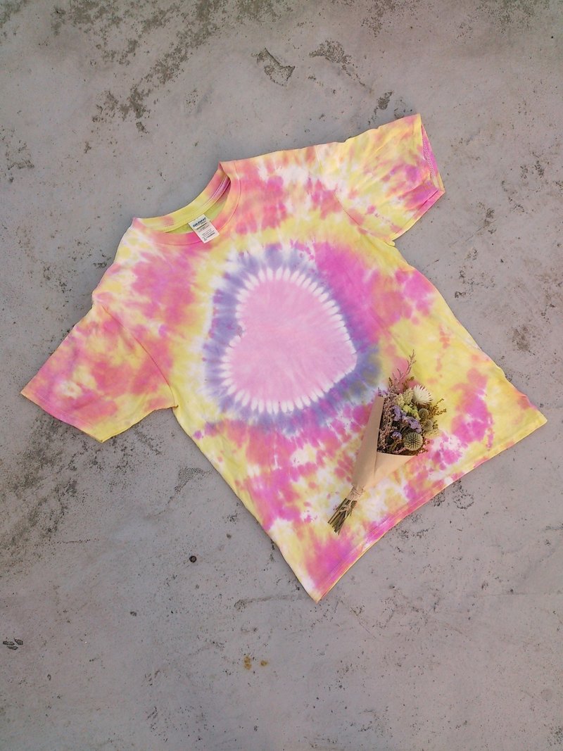 Tie dye/T-shirt/Garment/Men/Women - เสื้อฮู้ด - ผ้าฝ้าย/ผ้าลินิน สึชมพู