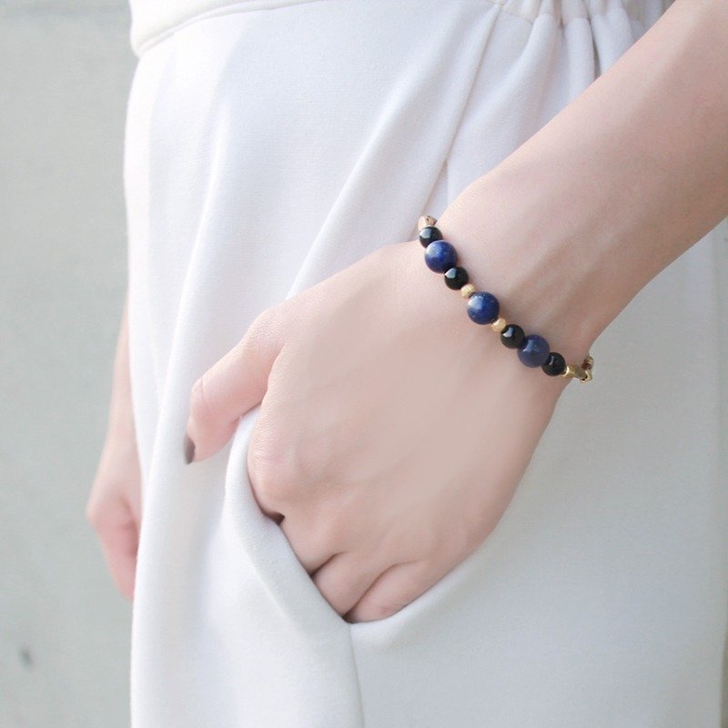 -12 constellation Scorpio beauty golden / Lapis / Black Onyx / sea bamboo / Bronze/ bracelet bracelet gift - สร้อยข้อมือ - เครื่องเพชรพลอย สีน้ำเงิน