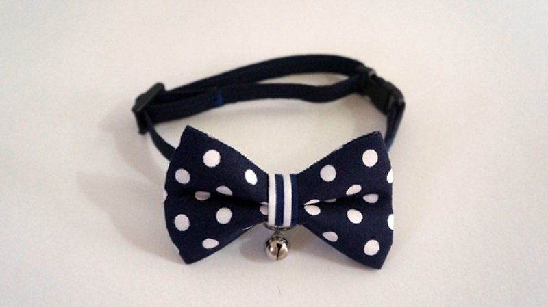 [Miya ko. miscellaneous goods cloth hand-made] cats, dogs and cats bow tie / tweeted / bow / cute little dot / pet collar - Collars & Leashes - Other Materials 
