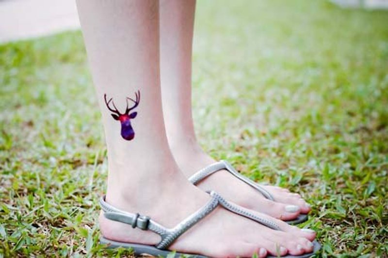 刺青紋身貼紙 / 星空麋鹿  Surprise Tattoos - 紋身貼紙/刺青貼紙 - 紙 紫色