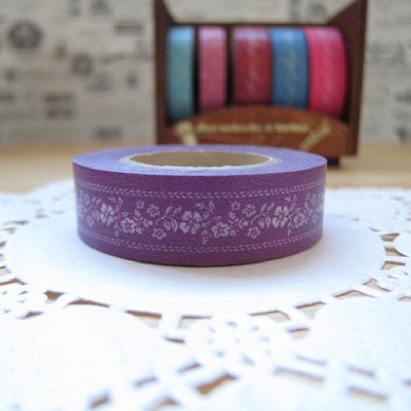 Marks Masking Tape 和紙膠帶-單捲 碎花鈕釦款(MKTS-07 小花-紫) - มาสกิ้งเทป - กระดาษ สีม่วง