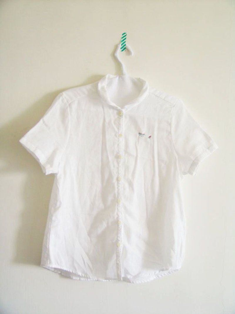Short Sleeve Shirt – Summer Watermelon Day - เสื้อเชิ้ตผู้หญิง - วัสดุอื่นๆ ขาว
