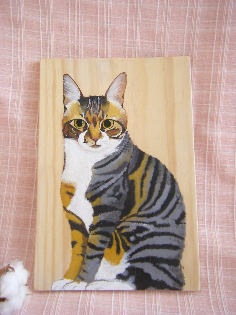 Custom hand-painted cat pictorials - Wall Décor - Wood Multicolor