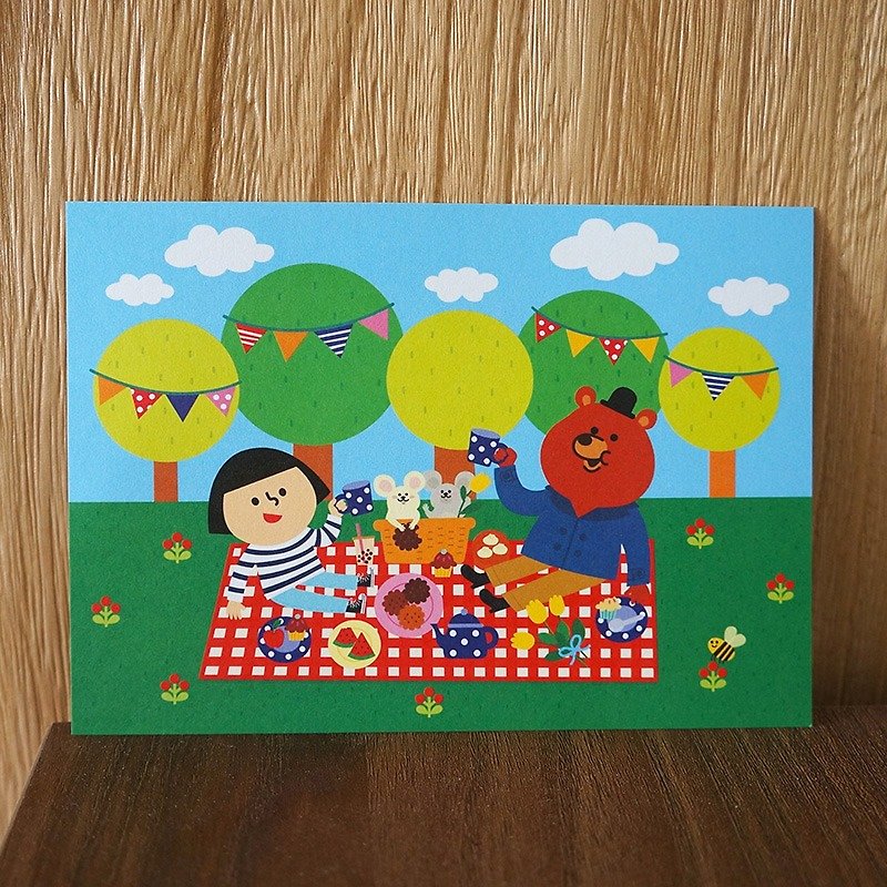 FiFi城市系列明信片－夏日野餐 - 心意卡/卡片 - 紙 藍色