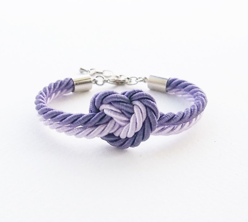 Purple / Lilac heart knot bracelet - สร้อยข้อมือ - วัสดุอื่นๆ สีม่วง