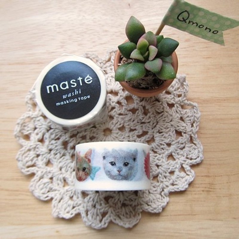 maste Masking Tape and paper tape Multi series [kitty cat head (MST-MKT12-A)] - Washi Tape - Other Materials White