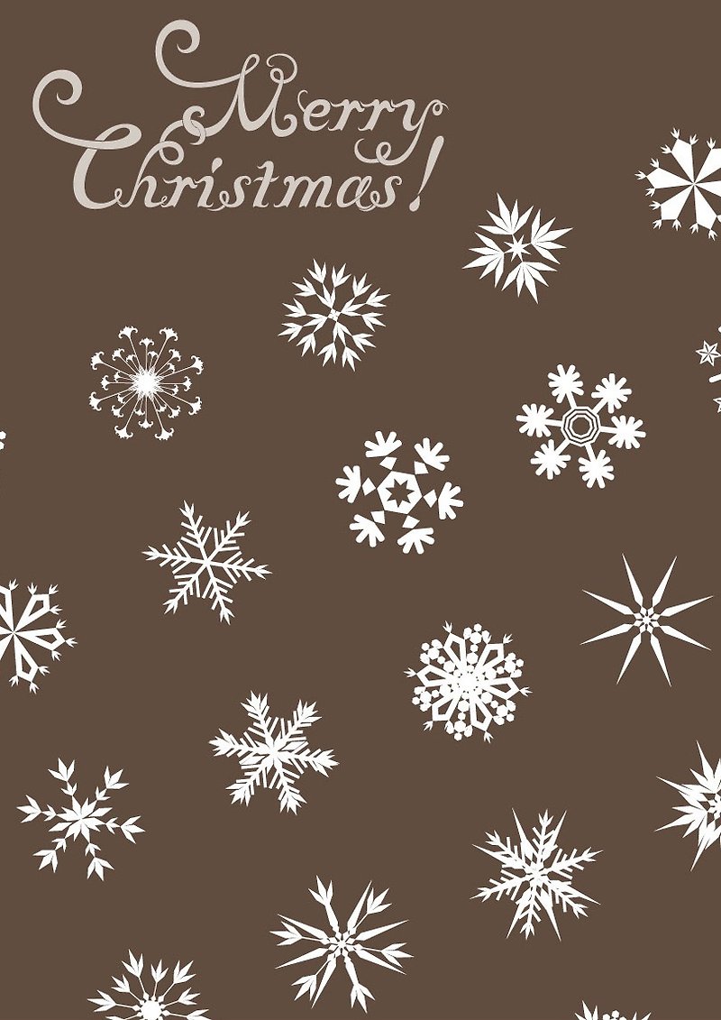 ☆゜ロココイチゴ蒼穹の手の小さな実際幸運手作りのクリスマスイブポストカード - スノーフレーク少しコーヒー - カード・はがき - 紙 ブラウン