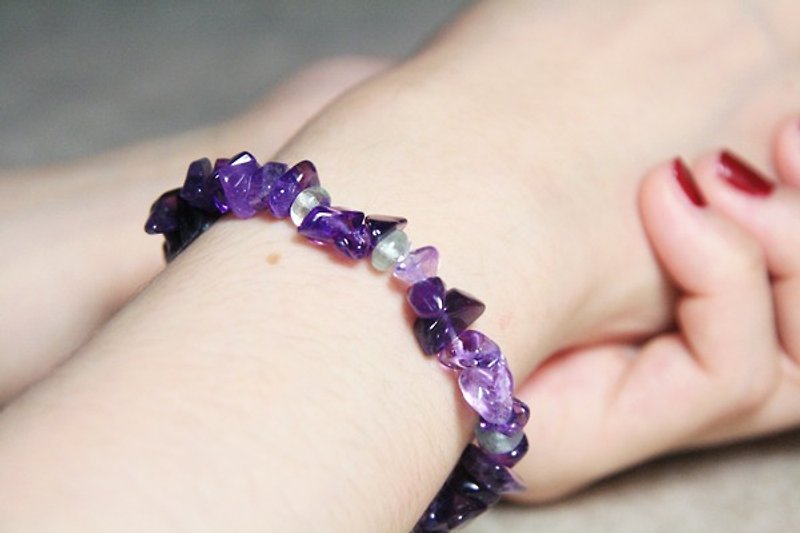 [Ofelia arts &amp; crafts] natural stone series - Natural Amethyst x seawater Sapphire Bracelet [J48-Alva] - Bracelets - Gemstone Purple