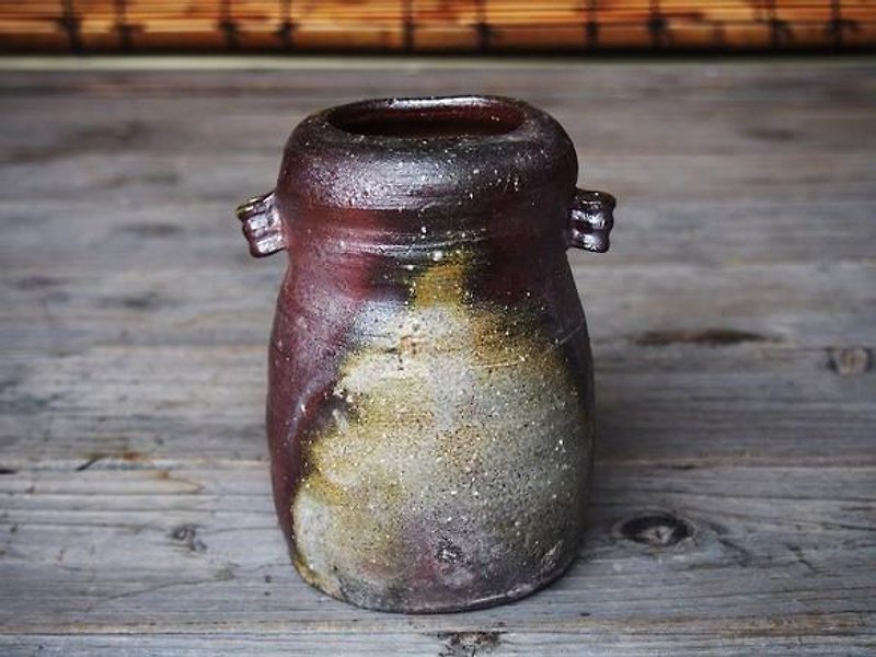 日本岡山備前 陶器 花瓶 花插 花器 h1-006 - 花瓶/陶器 - 其他材質 咖啡色