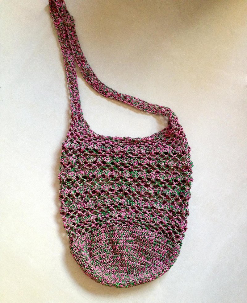 粉咖棉繩編織外出輕便包 - 側背包/斜孭袋 - 其他材質 多色