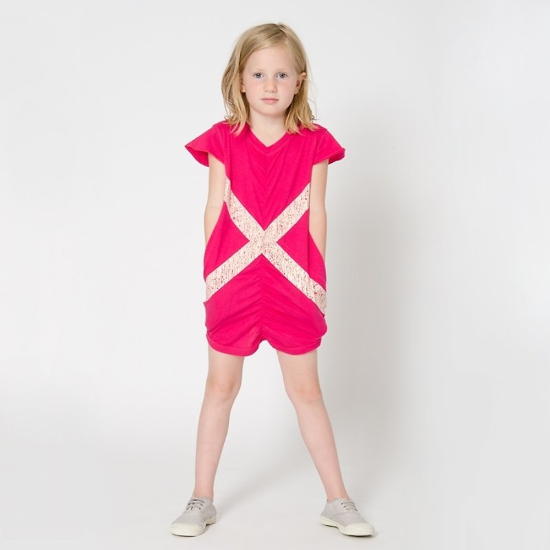 瑞典有機棉女孩洋裝-3歲至8歲桃紅 - 女童洋裝/裙子 - 棉．麻 紅色