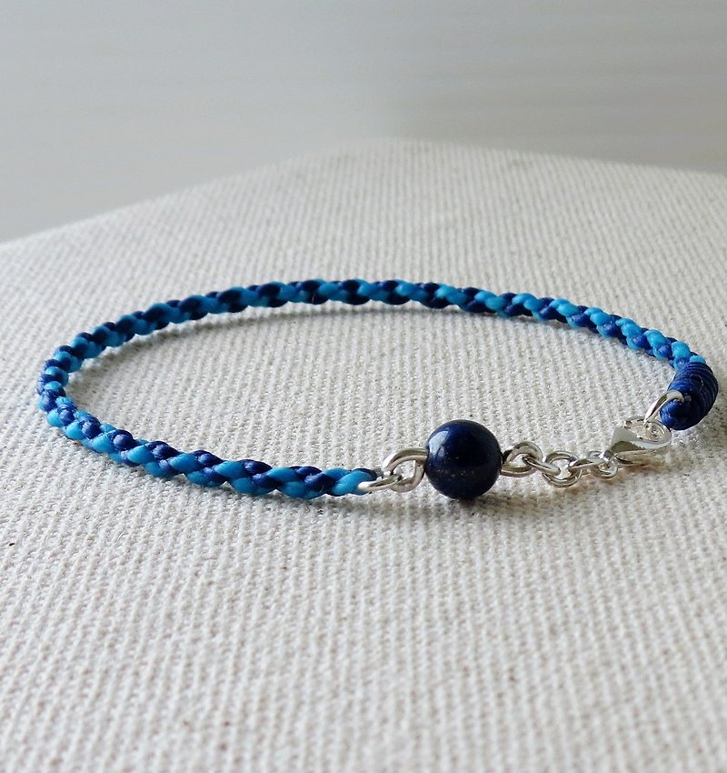 [Opium poppy ﹞ ﹝ love ‧] silver chain**fashion "lucky Pledge" lapis lazuli silk wax line bracelet [8]****** ed four shares - สร้อยข้อมือ - เครื่องเพชรพลอย 