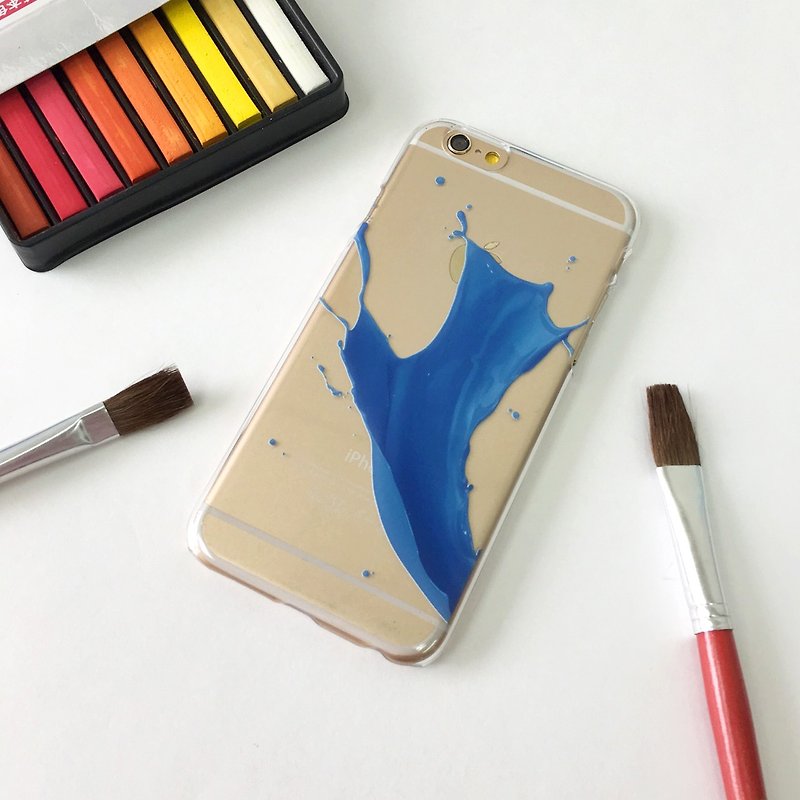 香港原創設計 藍色油漆圖案  iPhone X,  iPhone 8,  iPhone 8 Plus,  iPhone 7, iPhone 7 Plus, iphone 6/6S , iphone 6/6S PLUS, Samsung Galaxy Note 7 透明手機殼 - 其他 - 塑膠 