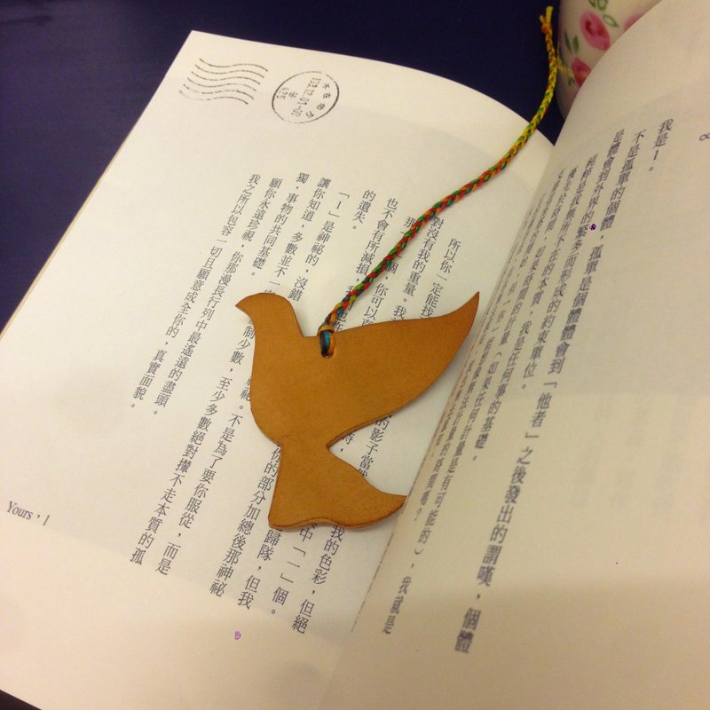 Animal bird ornaments handmade leather bookmark - Charms - Genuine Leather 