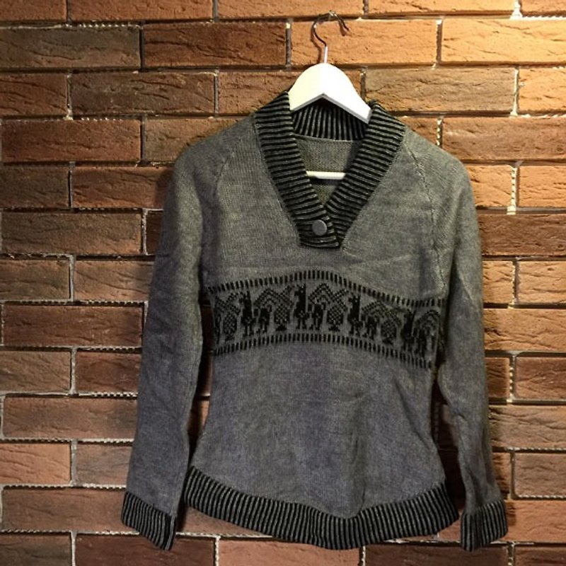 Hand-woven alpaca wool sweater feel - Alpaca Walking - Women M - Women's Sweaters - Other Materials Gray