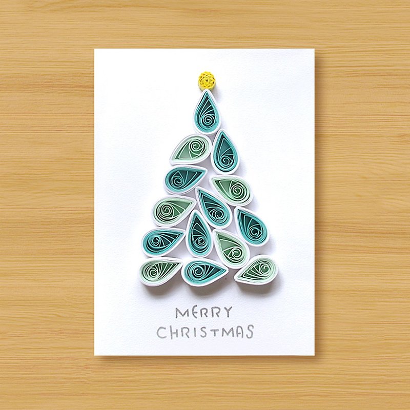 （6つのスタイルから選択）手作りのロール紙カード_クリスマスツリー-ABCDEFスタイル - カード・はがき - 紙 グリーン