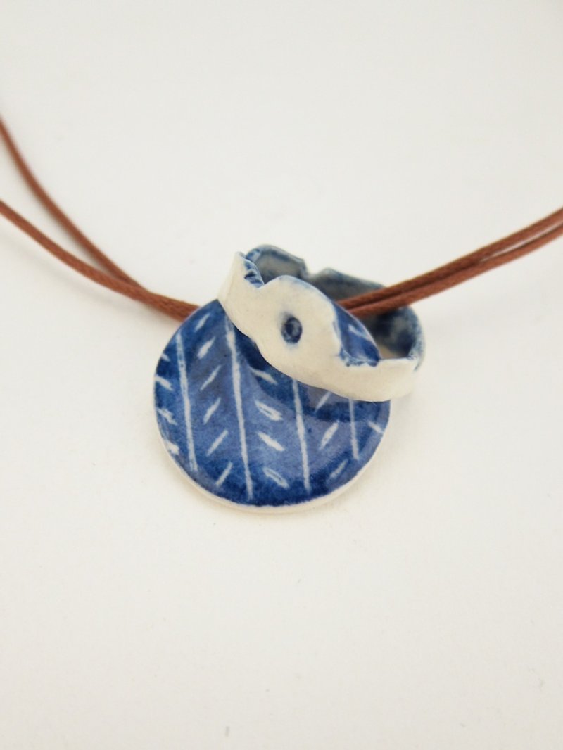 2014 Galette des Rois series blue and white porcelain necklace/blue and white porcelain jewelry - Necklaces - Porcelain Blue