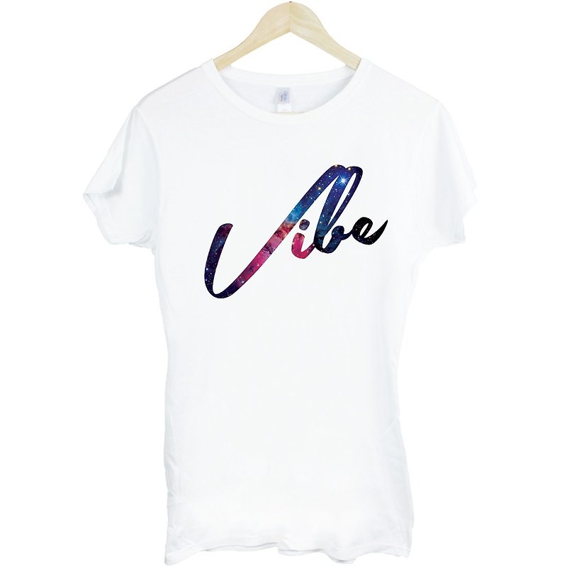 Vibe-Galaxy女生短袖T恤-白色 時尚 銀河系 時髦 宇宙 設計 相片 - 女 T 恤 - 其他材質 白色