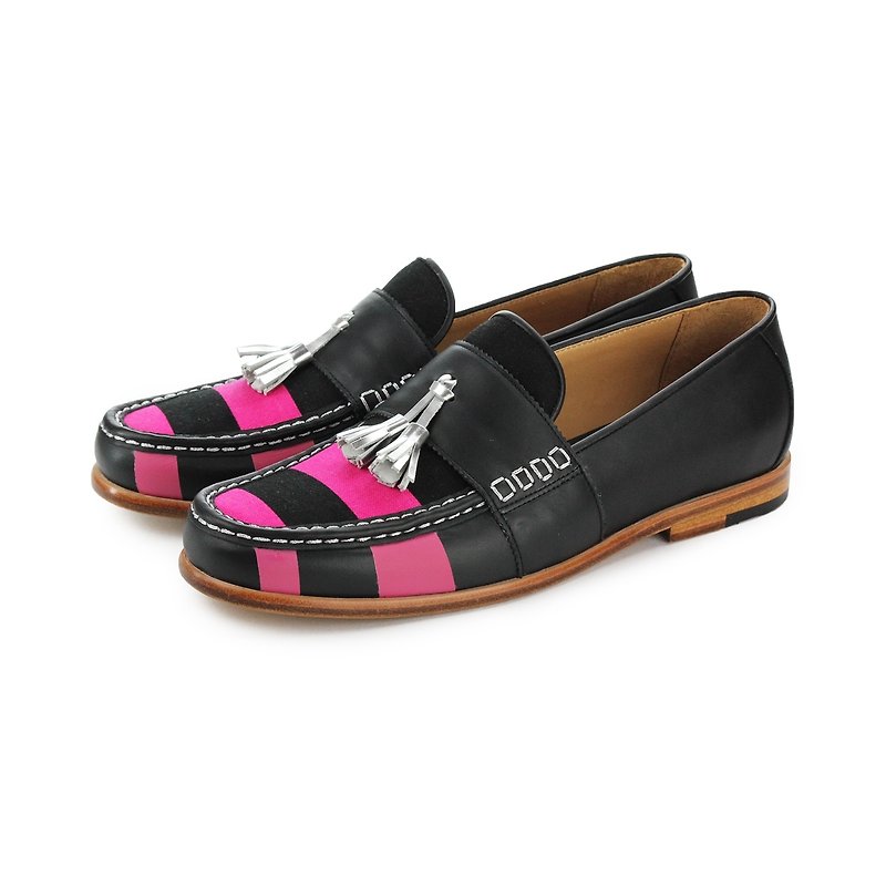 Loafers shoes Mad Hatter M1112 Fuxia Stripe - Men's Oxford Shoes - Cotton & Hemp Multicolor